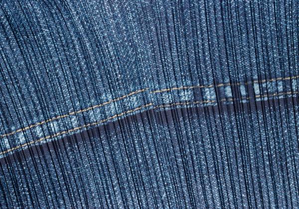 PLEATS PLEASE Denim Transfer Print Jacket Blue Size 3