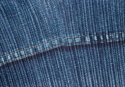 PLEATS PLEASE Denim Transfer Print Jacket Blue Size 3
