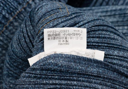 PLEATS PLEASE Denim Transfer Print Jacket Blue Size 3