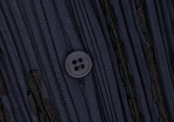 PLEATS PLEASE Graphic Tape Design Pleated Shirt Navy Size 4