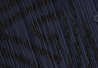 PLEATS PLEASE Graphic Tape Design Pleated Shirt Navy Size 4