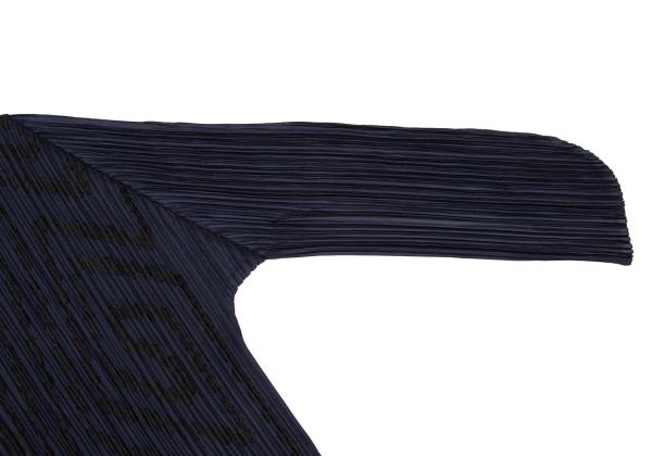 PLEATS PLEASE Graphic Tape Design Pleated Shirt Navy Size 4