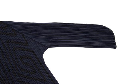 PLEATS PLEASE Graphic Tape Design Pleated Shirt Navy Size 4