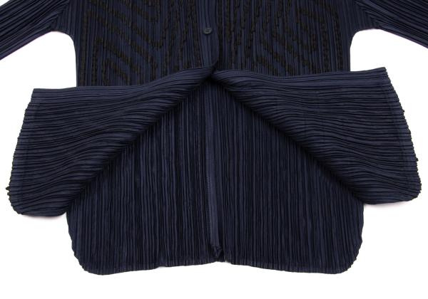 PLEATS PLEASE Graphic Tape Design Pleated Shirt Navy Size 4