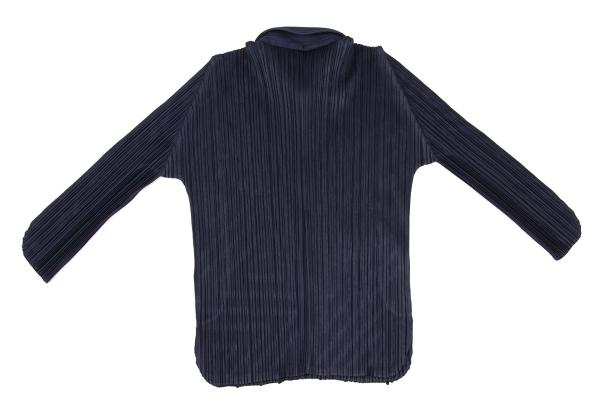 PLEATS PLEASE Graphic Tape Design Pleated Shirt Navy Size 4