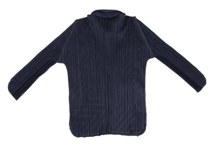 PLEATS PLEASE Graphic Tape Design Pleated Shirt Navy Size 4