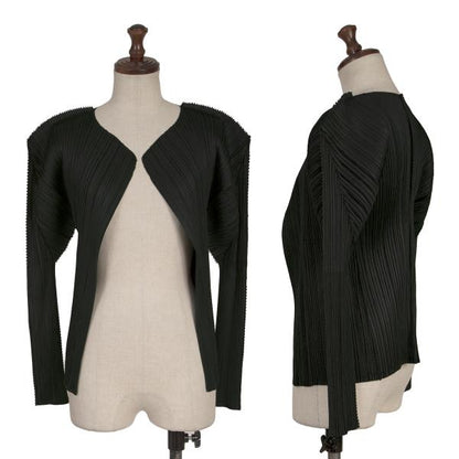 PLEATS PLEASE Cut Design Buttonless Deep Green Cardigan Size 3