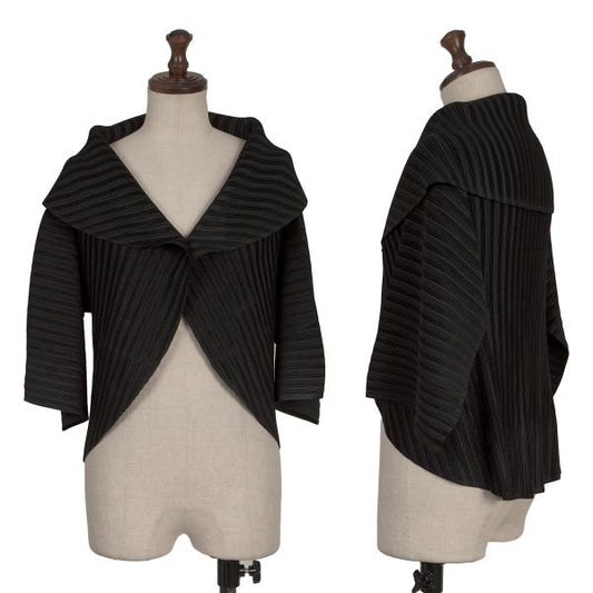 PLEATS PLEASE Pleated Shawl Collar 1B Cardigan Black Size F