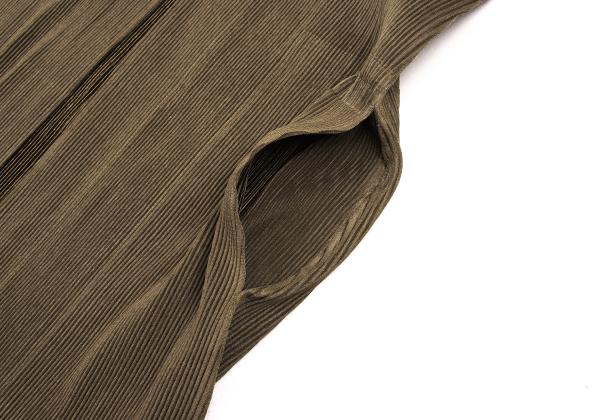 PLEATS PLEASE Pleated 3/4 Sleeve Long Cardigan Brown Size 3