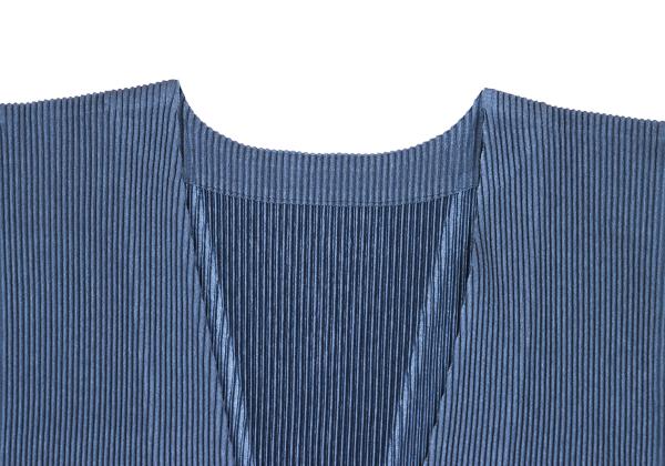 PLEATS PLEASE Pleated 3/4 Sleeve Long Cardigan Blue Size 3
