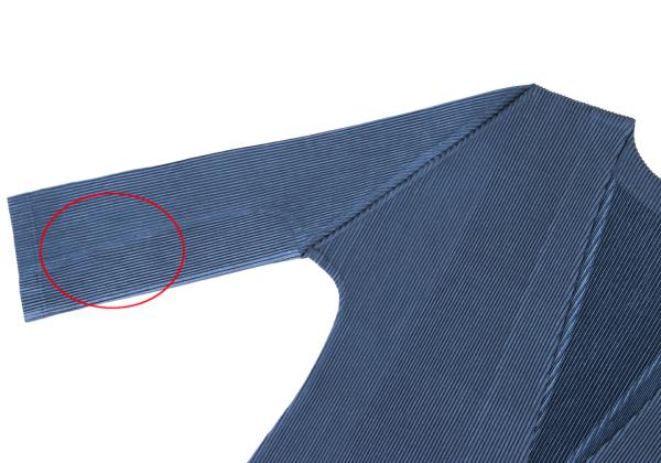 PLEATS PLEASE Pleated 3/4 Sleeve Long Cardigan Blue Size 3