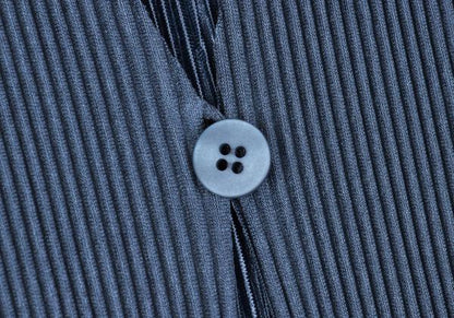 PLEATS PLEASE Pleated 3/4 Sleeve Long Cardigan Blue Size 3
