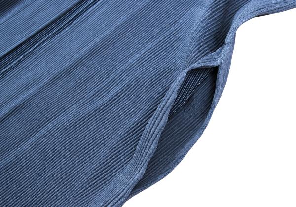 PLEATS PLEASE Pleated 3/4 Sleeve Long Cardigan Blue Size 3