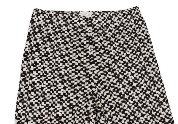 PLEATS PLEASE Geometric Print Pleated Black Polyester Pants Size 3