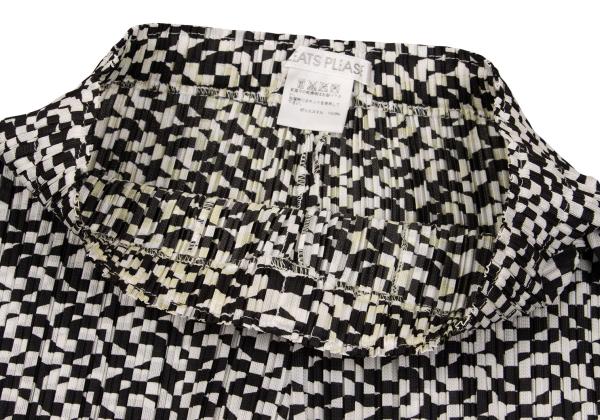 PLEATS PLEASE Geometric Print Pleated Black Polyester Pants Size 3