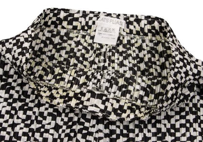 PLEATS PLEASE Geometric Print Pleated Black Polyester Pants Size 3