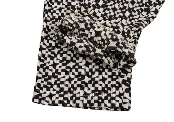 PLEATS PLEASE Geometric Print Pleated Black Polyester Pants Size 3