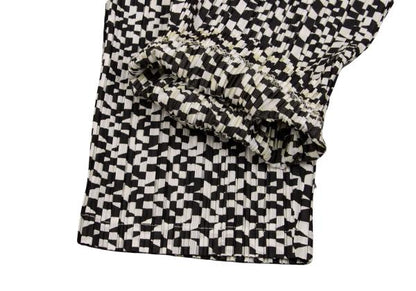 PLEATS PLEASE Geometric Print Pleated Black Polyester Pants Size 3