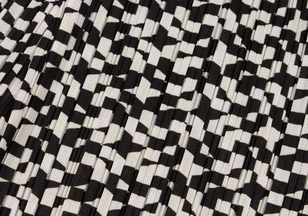 PLEATS PLEASE Geometric Print Pleated Black Polyester Pants Size 3