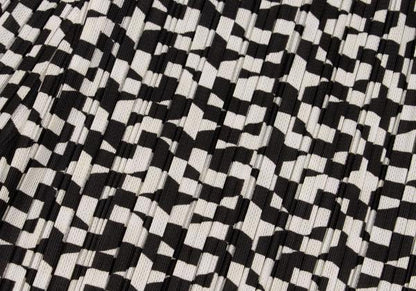 PLEATS PLEASE Geometric Print Pleated Black Polyester Pants Size 3