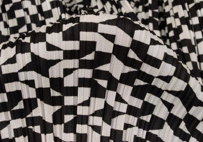PLEATS PLEASE Geometric Print Pleated Black Polyester Pants Size 3