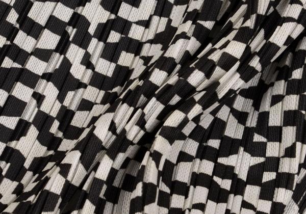 PLEATS PLEASE Geometric Print Pleated Black Polyester Pants Size 3