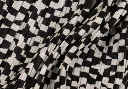 PLEATS PLEASE Geometric Print Pleated Black Polyester Pants Size 3