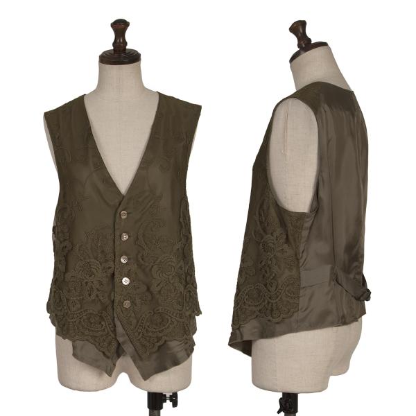Y's Flower Embroidered Layered Vest Green Size 2