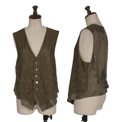 Y's Flower Embroidered Layered Vest Green Size 2