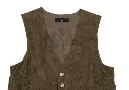 Y's Flower Embroidered Layered Vest Green Size 2