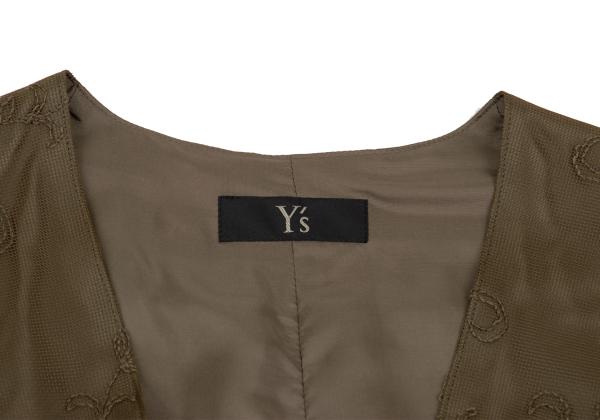 Y's Flower Embroidered Layered Vest Green Size 2