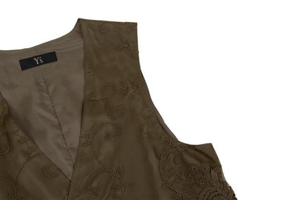 Y's Flower Embroidered Layered Vest Green Size 2
