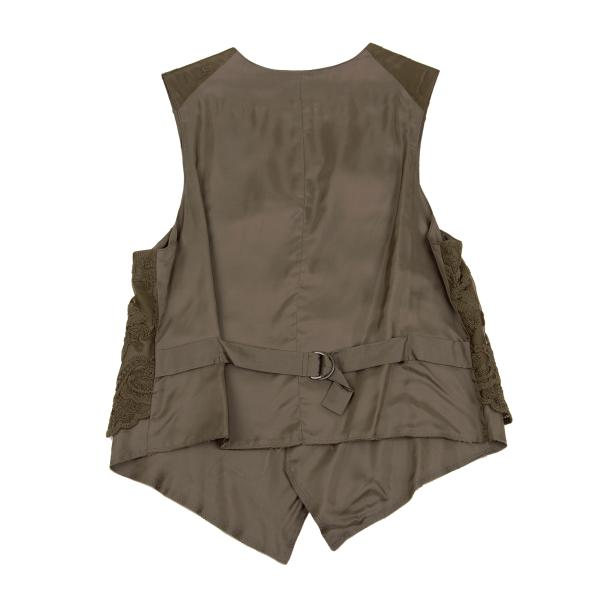 Y's Flower Embroidered Layered Vest Green Size 2