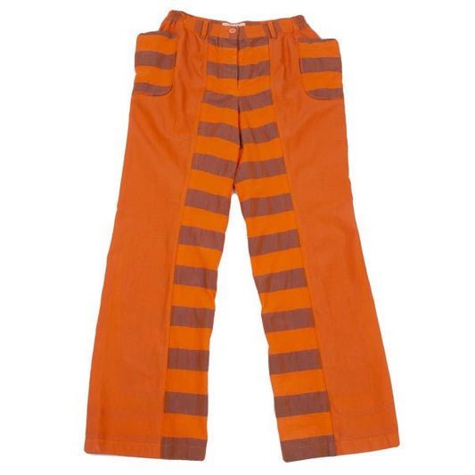 ISSEY MIYAKE A-POC Border Weave Panel Pants Orange Size 2