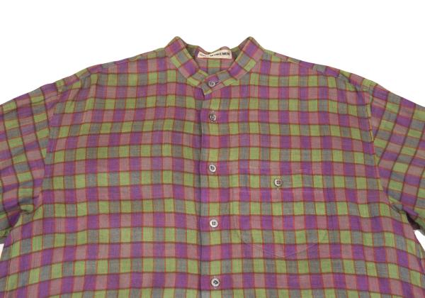 ISSEY MIYAKE MEN Check Stand Collar Shirt Purple Size M