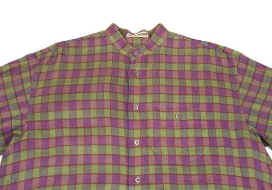 ISSEY MIYAKE MEN Check Stand Collar Shirt Purple Size M