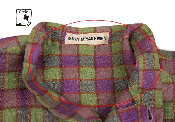 ISSEY MIYAKE MEN Check Stand Collar Shirt Purple Size M
