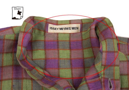 ISSEY MIYAKE MEN Check Stand Collar Shirt Purple Size M