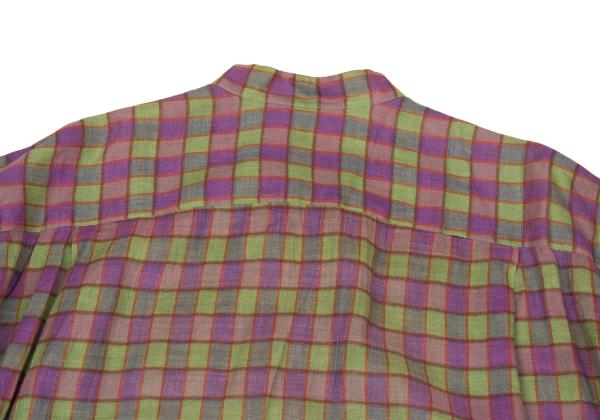ISSEY MIYAKE MEN Check Stand Collar Shirt Purple Size M