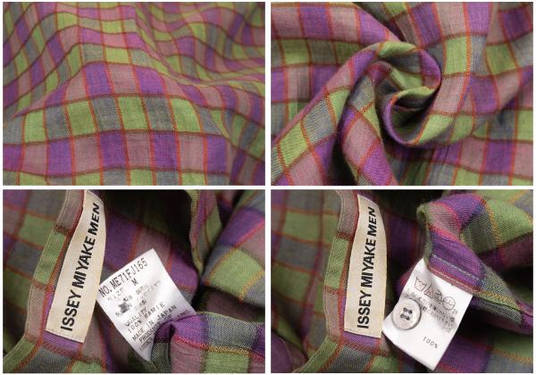 ISSEY MIYAKE MEN Check Stand Collar Shirt Purple Size M