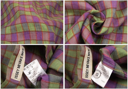 ISSEY MIYAKE MEN Check Stand Collar Shirt Purple Size M