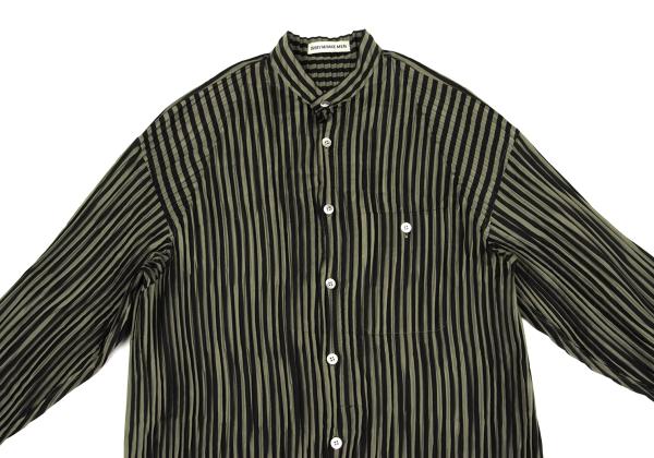 ISSEY MIYAKE MEN Pleated Stripe Band Shirt Black Size M