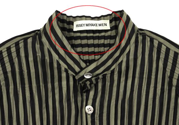 ISSEY MIYAKE MEN Pleated Stripe Band Shirt Black Size M