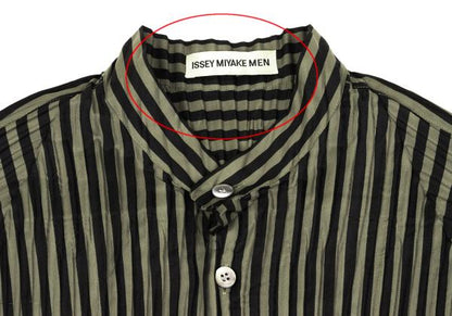ISSEY MIYAKE MEN Pleated Stripe Band Shirt Black Size M