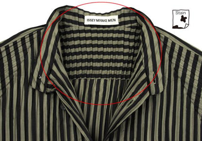 ISSEY MIYAKE MEN Pleated Stripe Band Shirt Black Size M