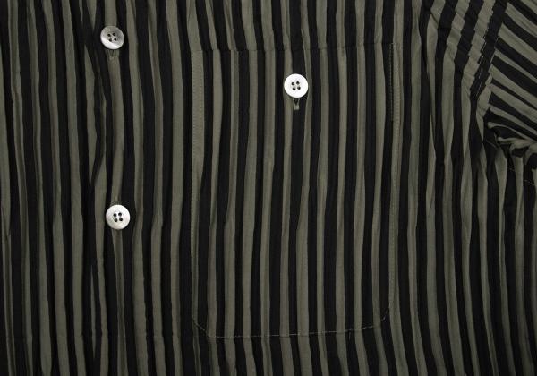 ISSEY MIYAKE MEN Pleated Stripe Band Shirt Black Size M
