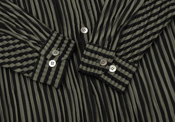 ISSEY MIYAKE MEN Pleated Stripe Band Shirt Black Size M