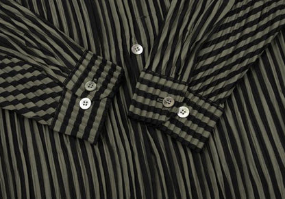 ISSEY MIYAKE MEN Pleated Stripe Band Shirt Black Size M