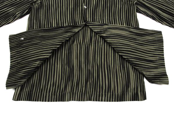 ISSEY MIYAKE MEN Pleated Stripe Band Shirt Black Size M