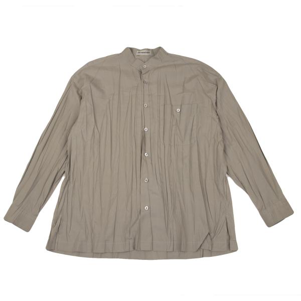 ISSEY MIYAKE MEN Wrinkle Pleat Band Collar Shirt Gray Size M